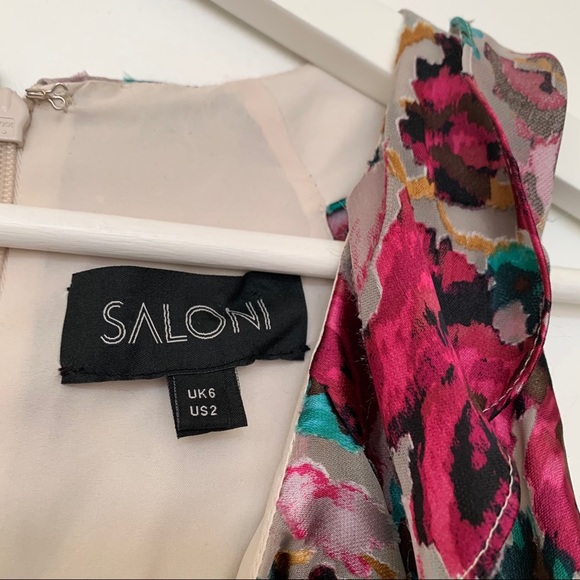 Saloni Rita Ruffled Floral Fil Coupé Chiffon Dress - Picture 8 of 8